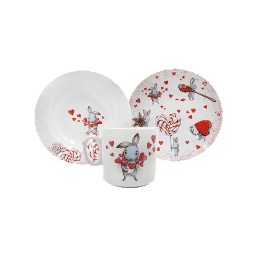 Набор посуды 3 пр. (тар.гл.200, тар. мел.200, кр.200) Happy time Lollipop Универсал