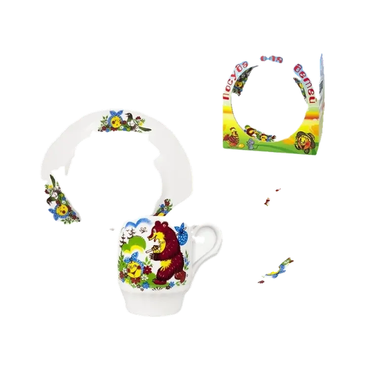 Набор посуды 3 пр. Веселый Колобок И.У. (т.мел.200 мм; т.гл.200 мм; кр.210 мл) Русское поле