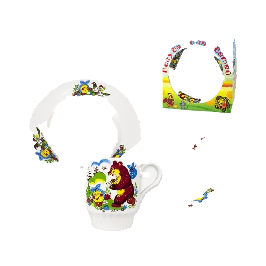 Набор посуды 3 пр. Веселый Колобок И.У. (т.мел.200 мм; т.гл.200 мм; кр.210 мл) Русское поле